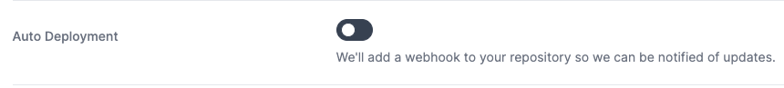 Screenshot showing the auto deploy toggle