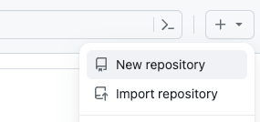 Screenshot showing Github new repository link