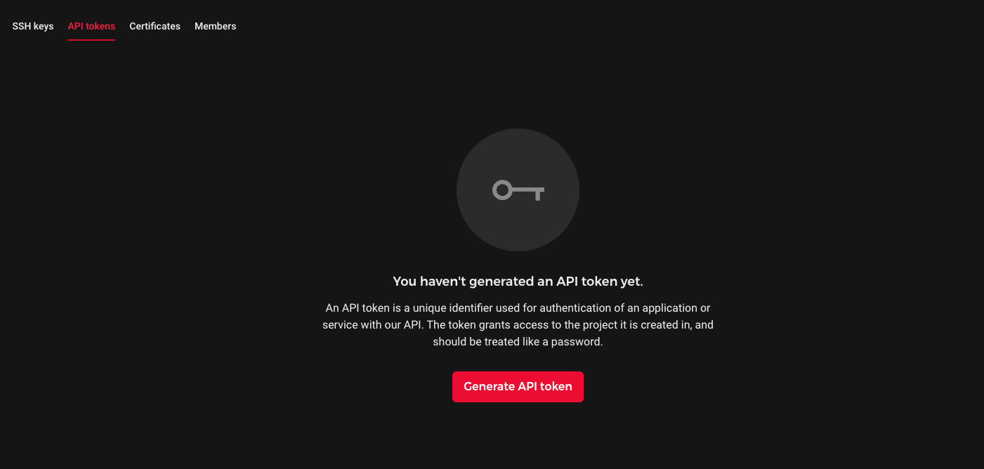 Screenshot showing Hetzner API Tokens page
