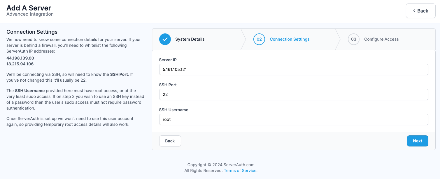 Screenshot showing ServerAuth add server step 2